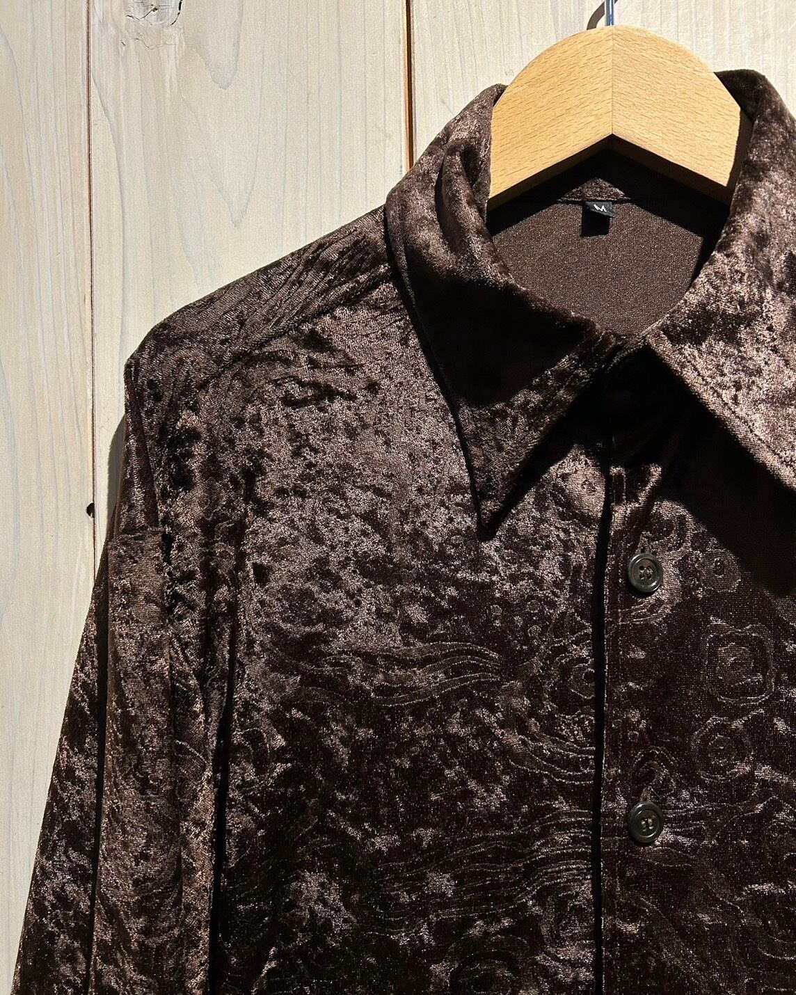 a.k.a.C.a.k.a vintage】Artistic Pattern Vintage L/S Velour Shirt 
