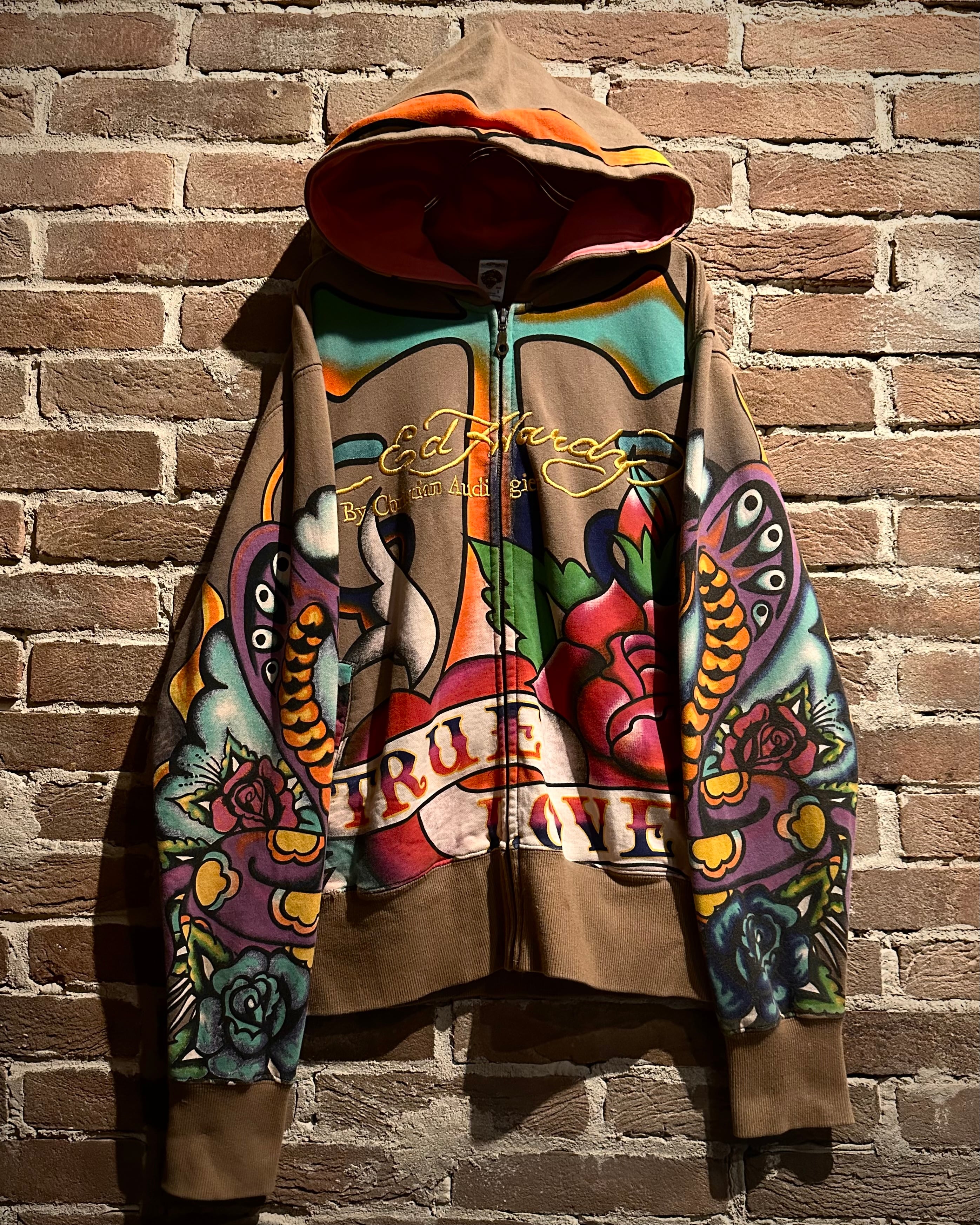Caka act3】“Ed Hardy” Tattoo Motif Design Zip Up Hoodie | Caka