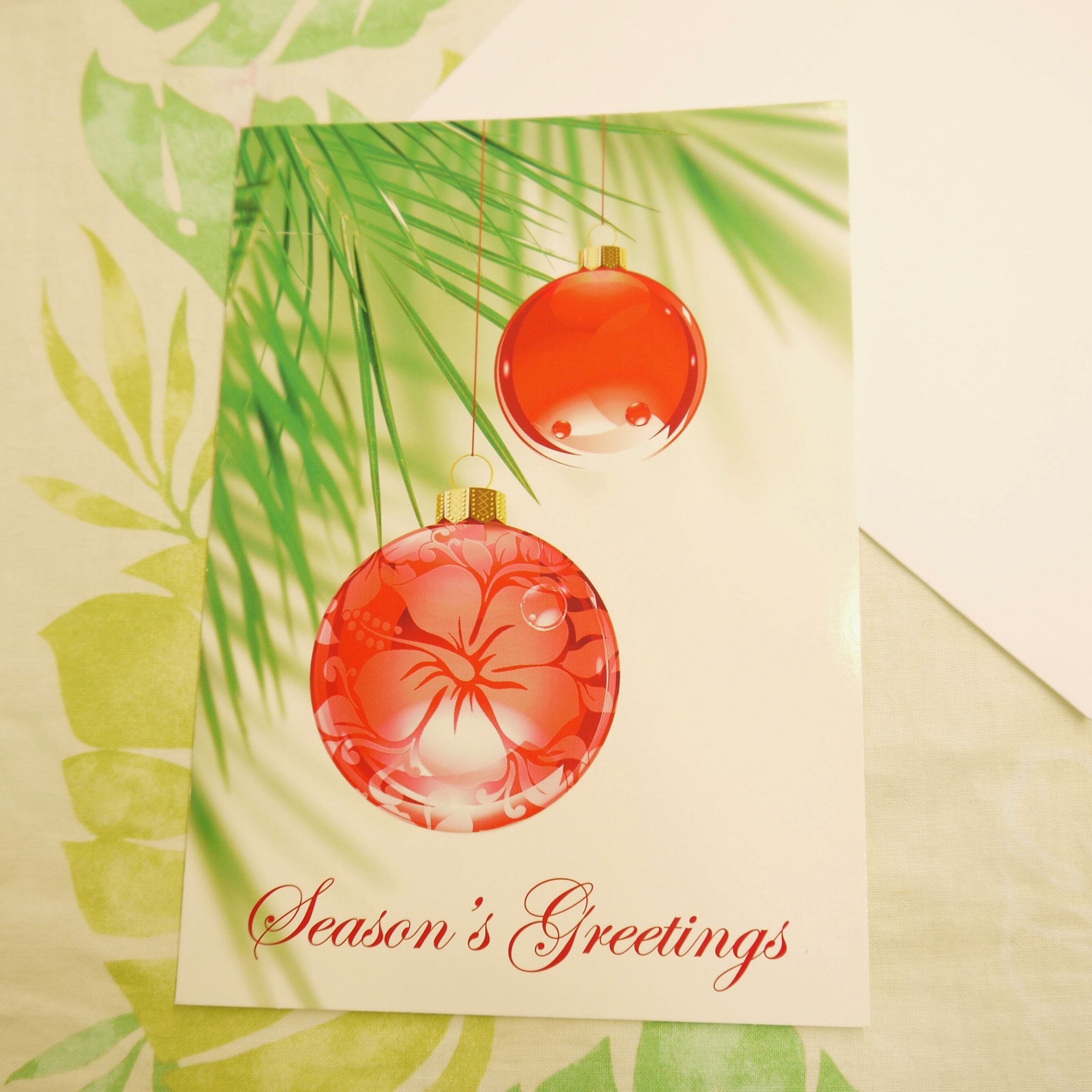 ★ハワイ直輸入★ ハワイ クリスマスカード/Mele kalikimaka card/手紙 レター カード お礼状 <オーナメント パーム>