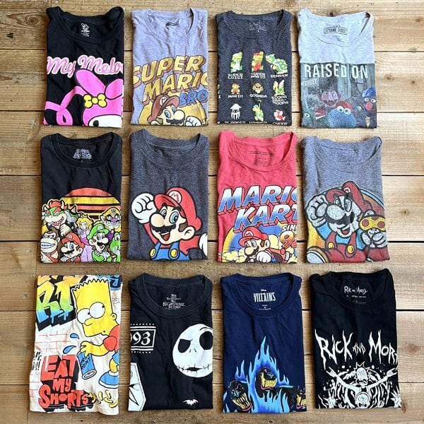 90s マリオ Tシャツ ゲーム アニメ 黒 XL ヴィンテージ フェード 00s