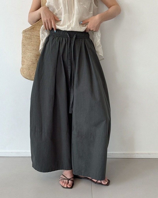 ドローストリングウエストワイドパンツ 2color A1044