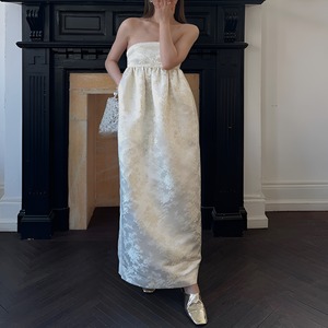 Tube top long skirt satin dress【H00048】