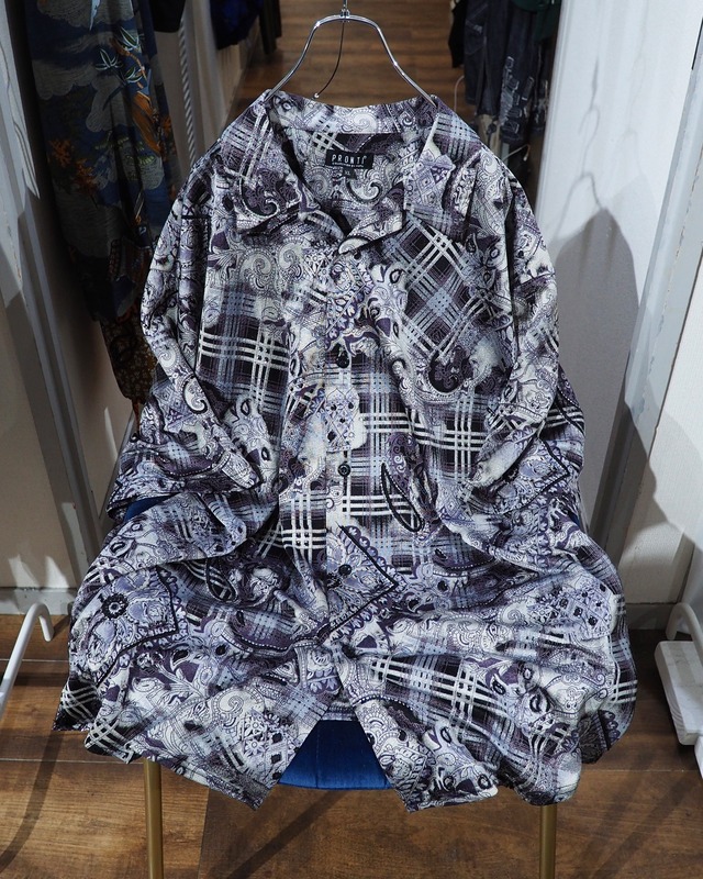 " PRONTI - Special " Luxury Mode pattern Drape loose SS open collar Shirt