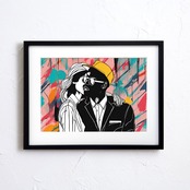 Boy Friend ｜抽象アートポスター ファッショナブルなカップルを描いたモダンインテリア向け壁掛けアート｜リビング玄関にも映えるスタイリッシュな一枚｜Make SenseA4ポスター