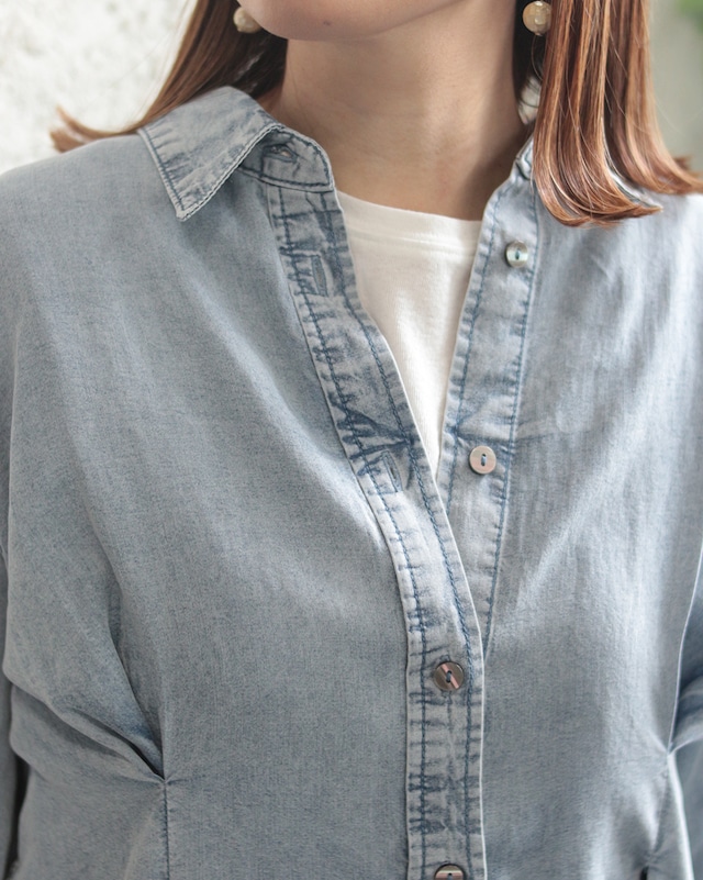 【hunch】テンセルデニムタックシャツ　(251232)