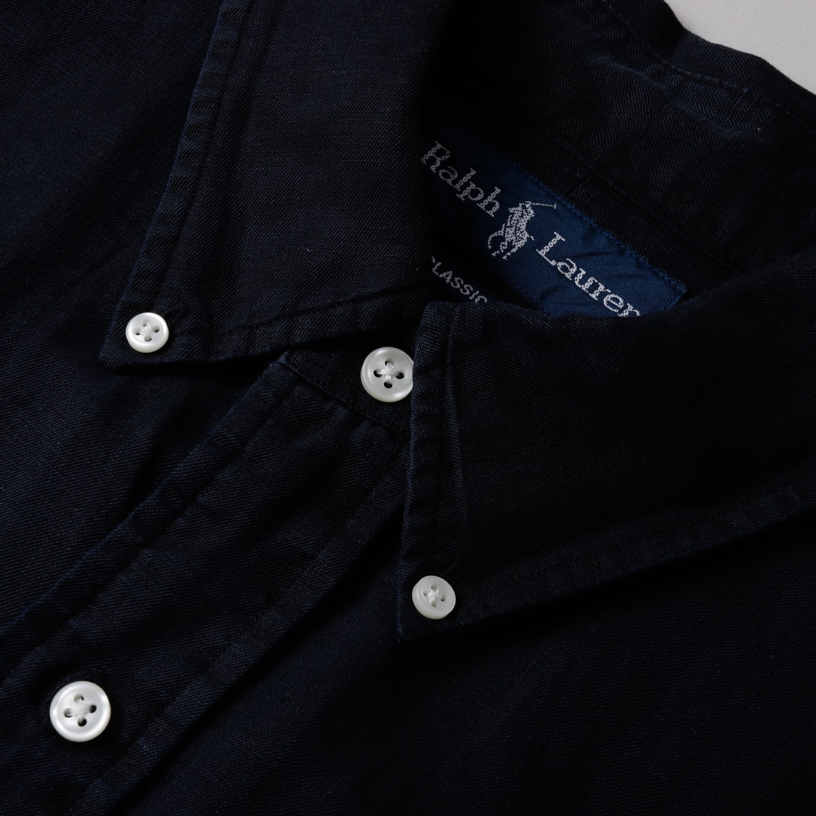 極美品】80s Ralph Lauren special linen silk shirt Black big size