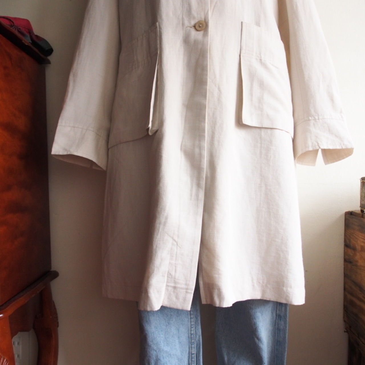Euro vintage spring coat /生成り色のシンプルスプリングコート 