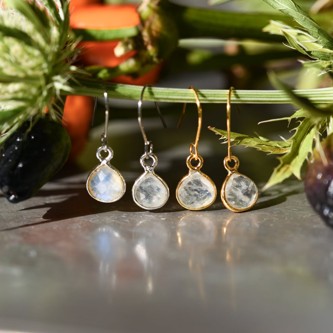 ムーンストーン 天然石 ピアス / イヤリング 金属アレルギー対応