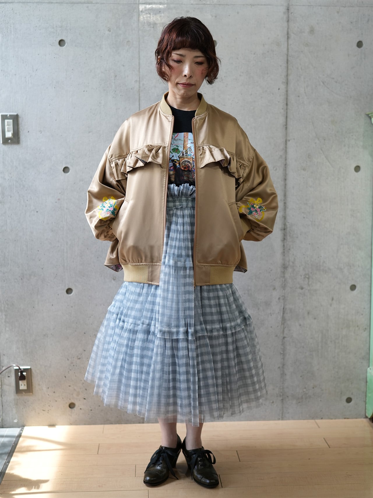 刺繍フリルジャケット“Crafting Cats Frill Jacket” (Beige