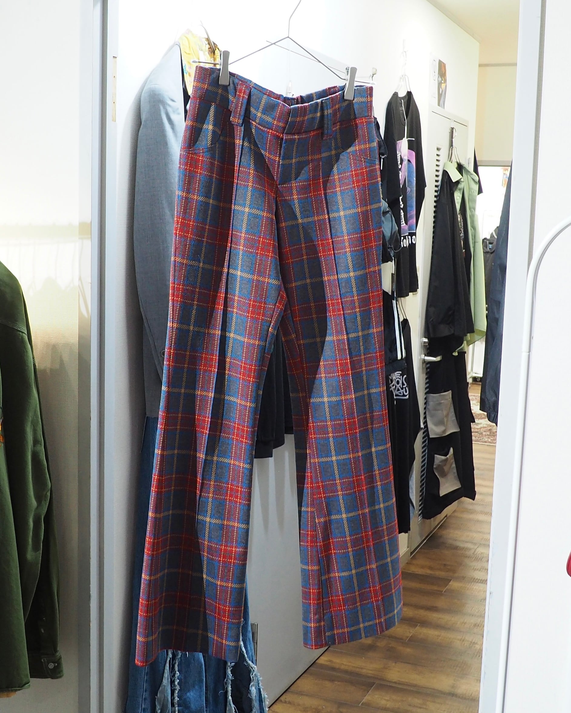 1970s ” H BAR C ” Beautiful Tartan check pattern vintage Flare pants