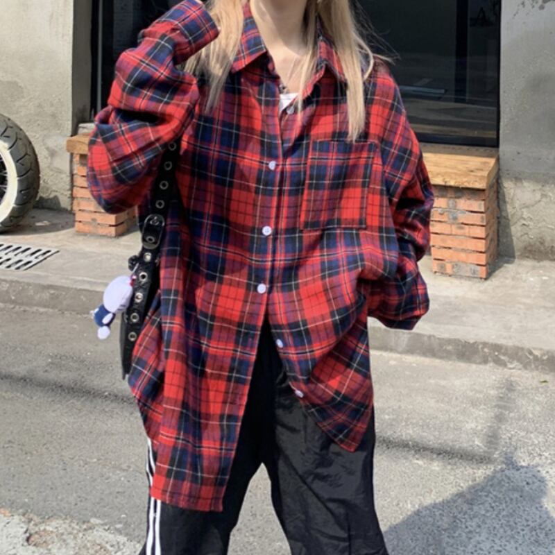 オーバーサイズ チェック柄シャツ 00121