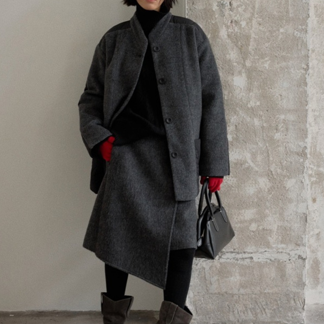 Button Asymmetrical Midi Flare Skirt T4027