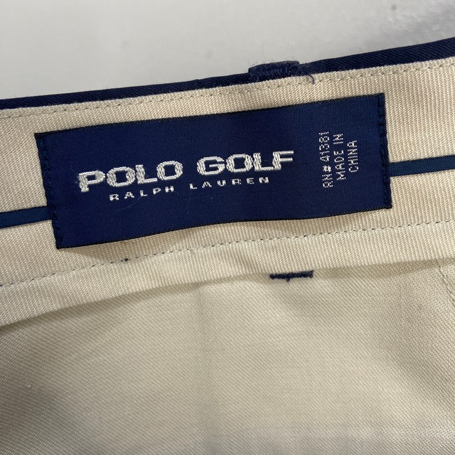 90s ラルフローレンPOLOGOLF シルクコットンタックスラックス　ネイビー