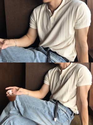 Velour Henley Neck Short Knit (4color)