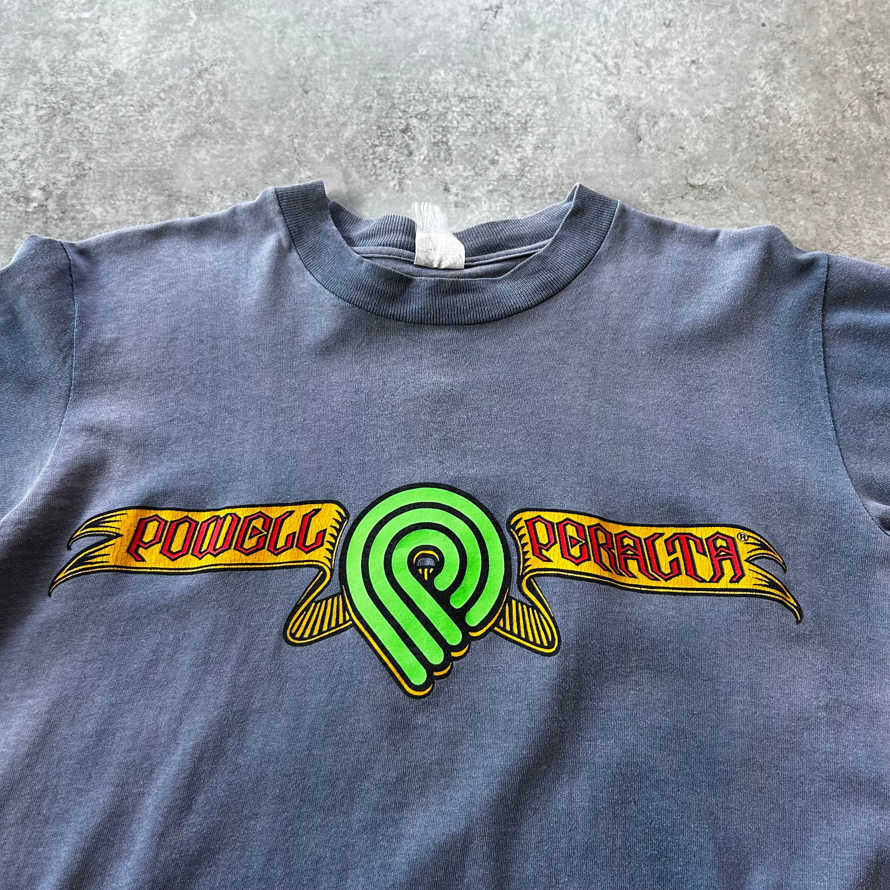 80s90s パウエルペラルタ tシャツ フェードネイビー スカル&ソード