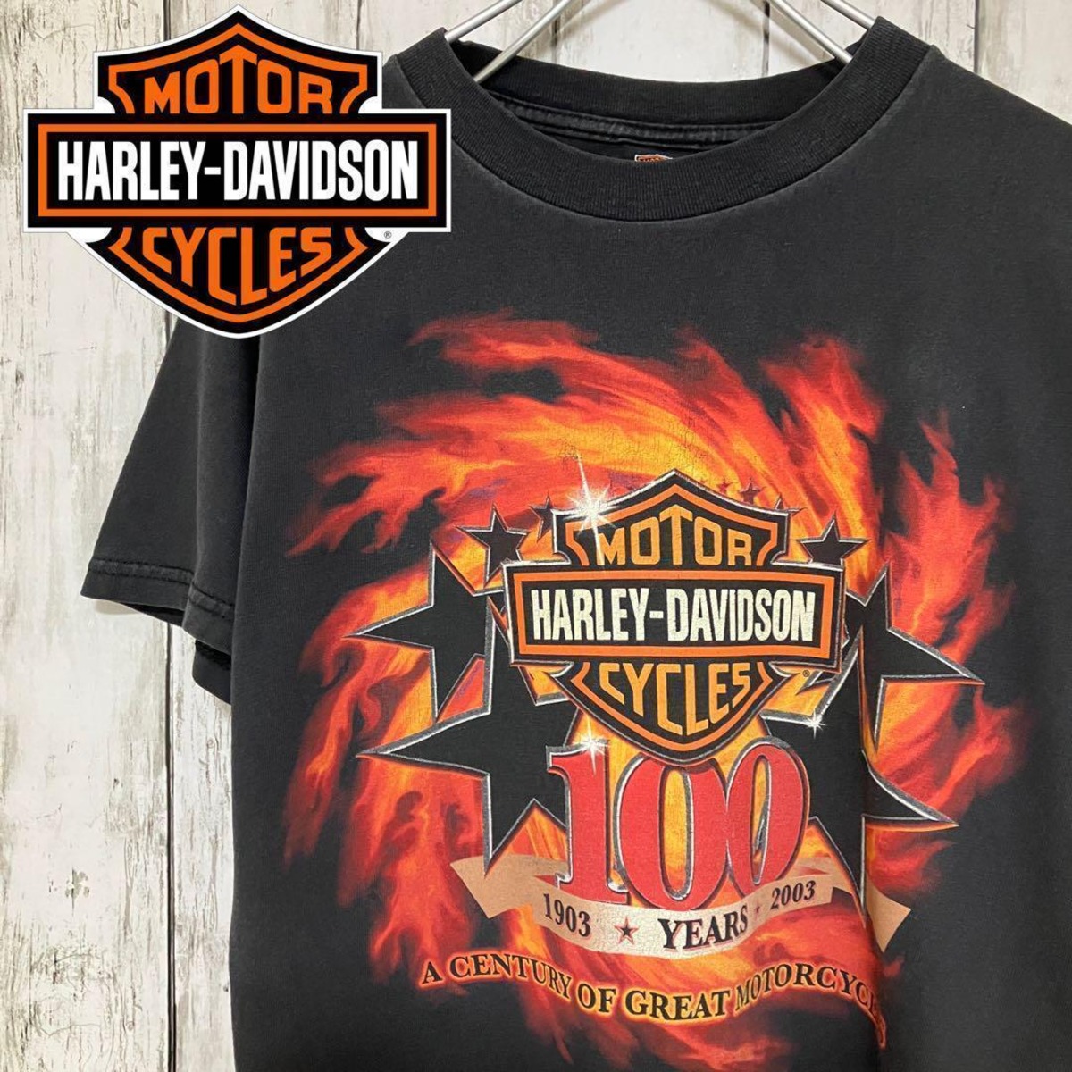 ハーレーダビッドソン100周年半袖tシャツアメカジ古着バイク旧車 