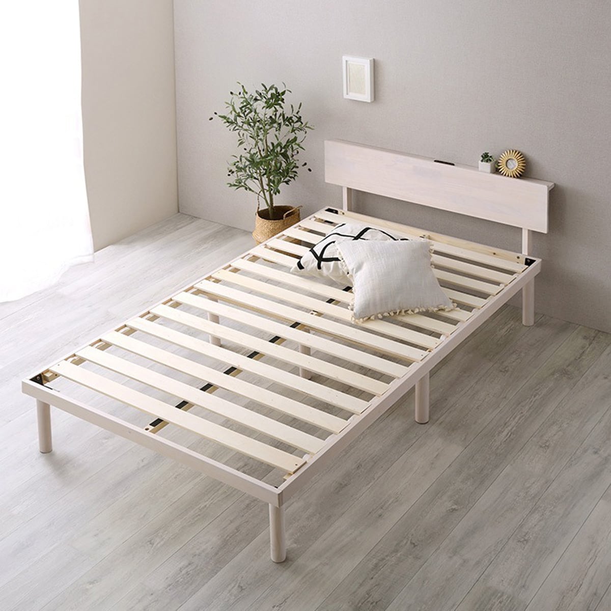 【宮セット】パイン材高さ2段階調整脚付きすのこベッド(セミダブル)