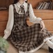レトロチェックフェイクレイヤードワンピ ・65286