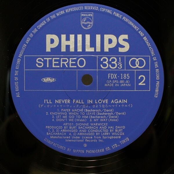 Dionne Warwick / I'll Never Fall In Love Again [FDX-185] - 画像4