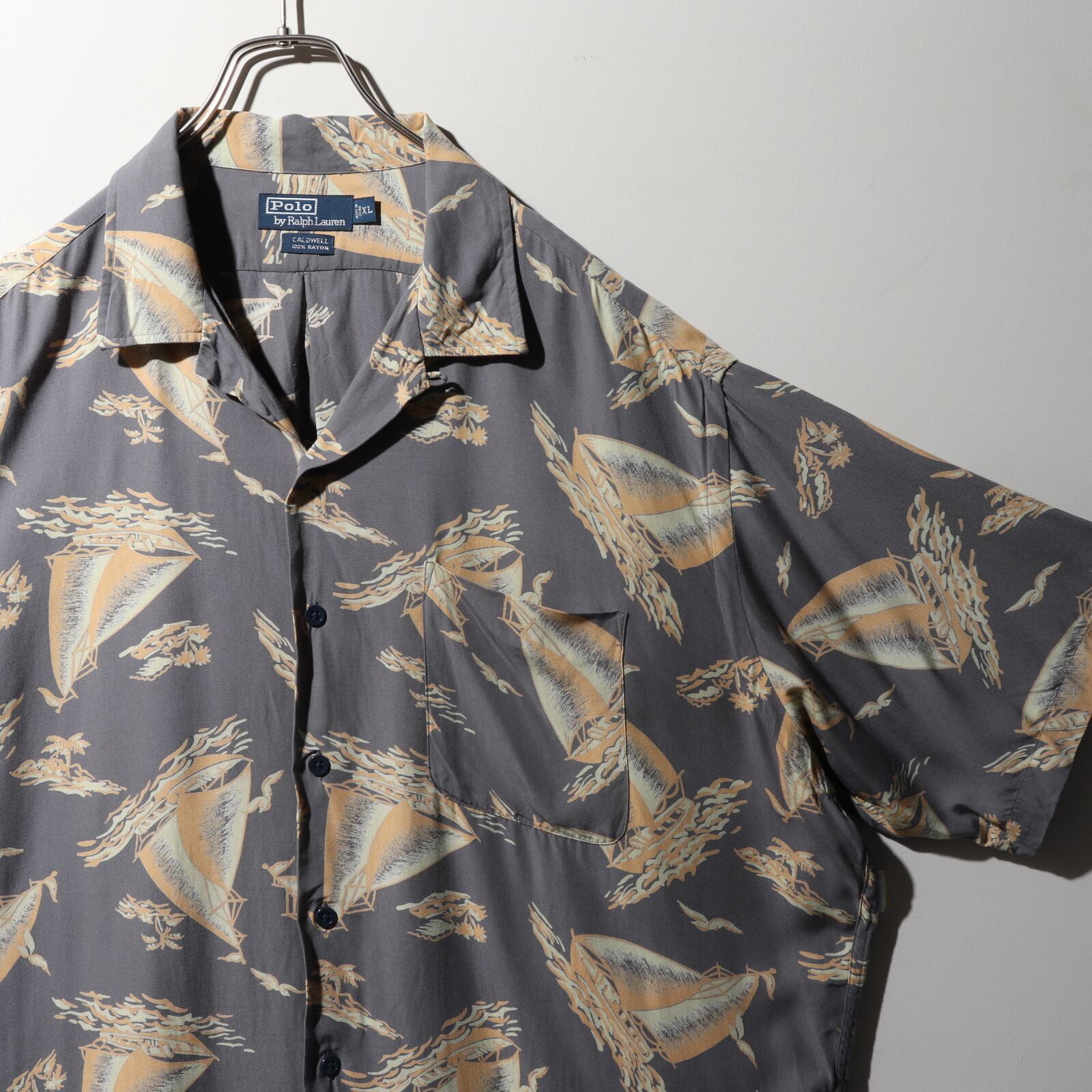 極美品 XL レーヨン Caldwell ポロラルフローレン 半袖開襟シャツ  