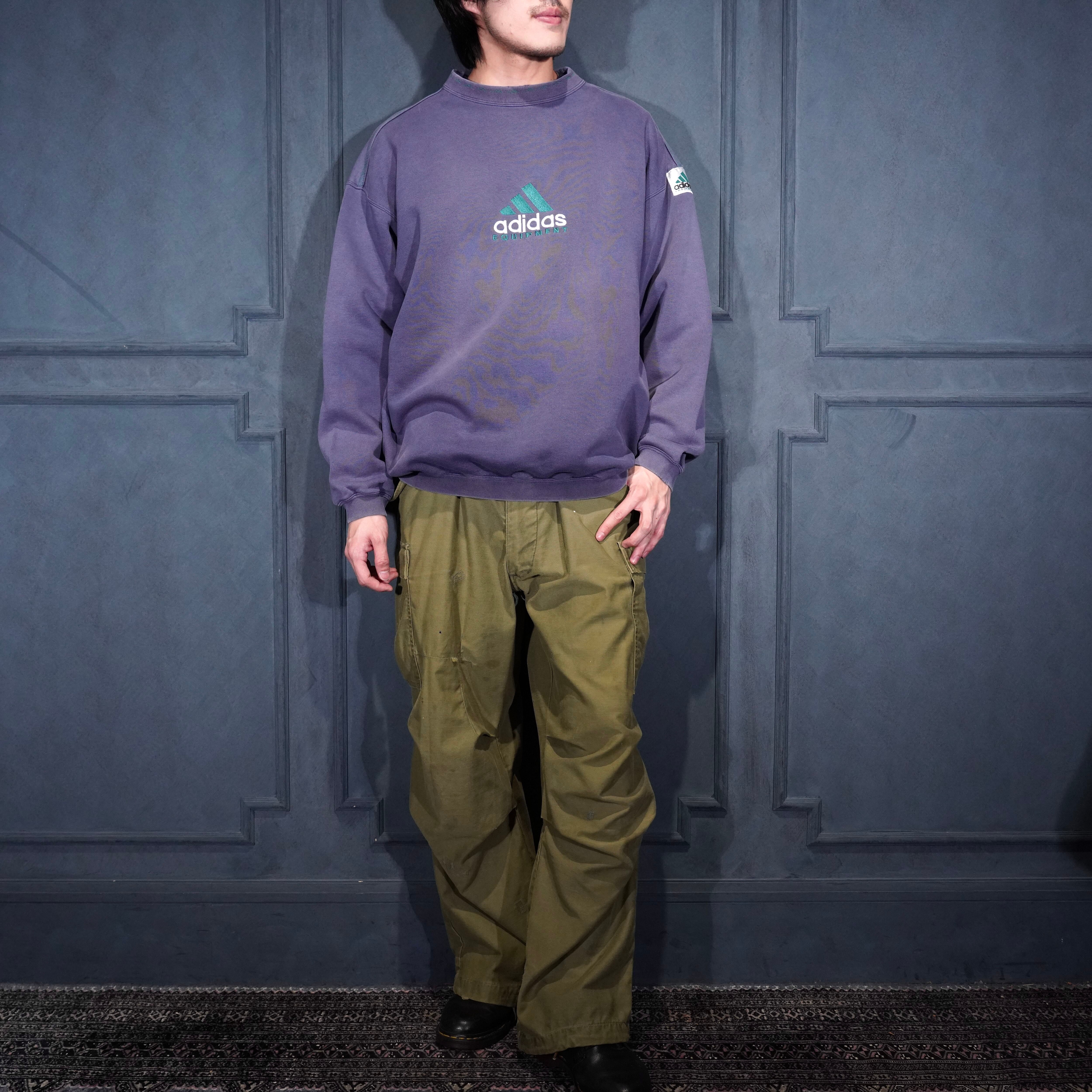 90's USA VINTAGE adidas LOGO EMBROIDERY FADED DESIGN SWEAT