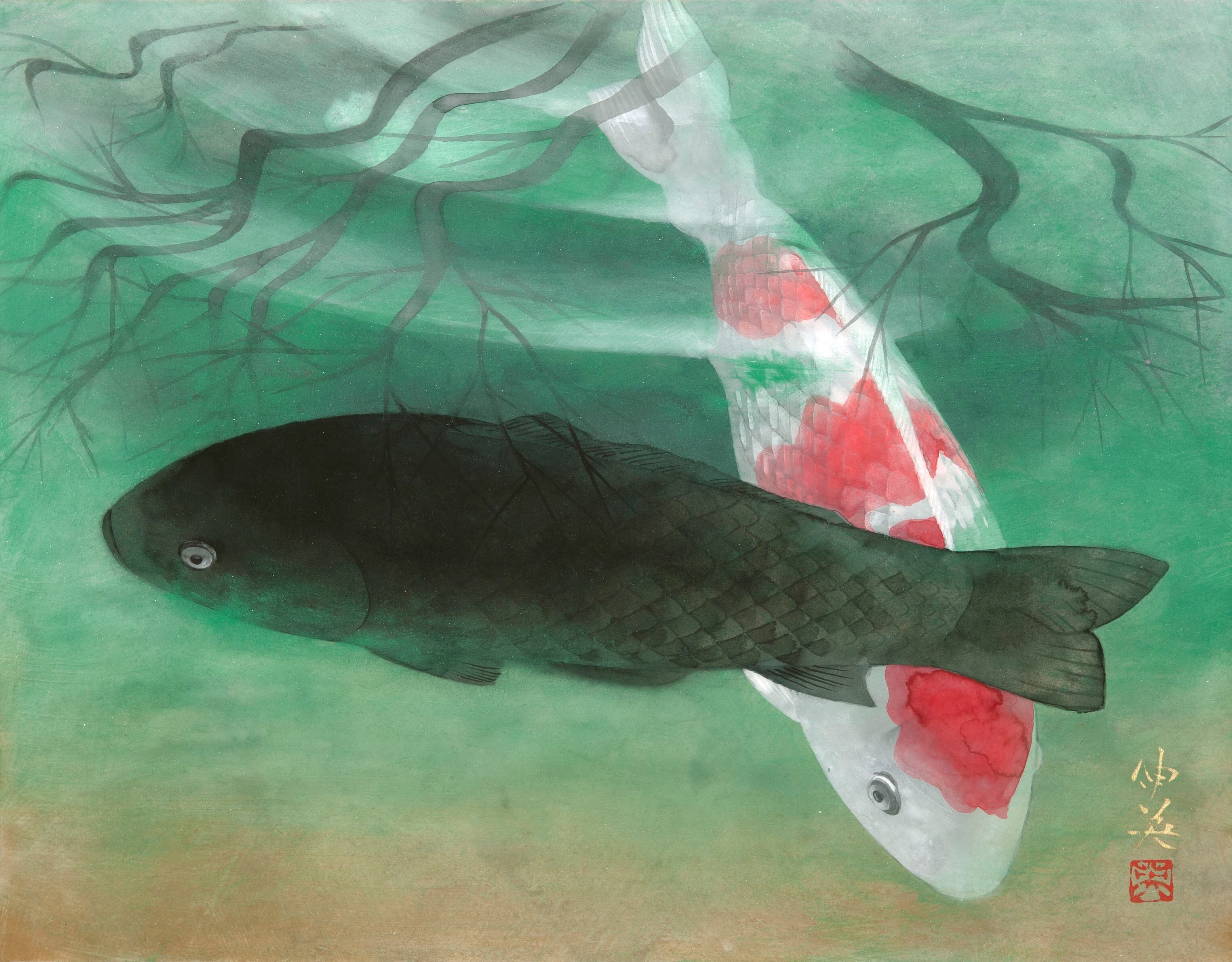 鯉（日本画）Koi | 牧野伸英の日本画ショップ -Nobuhide Makino's