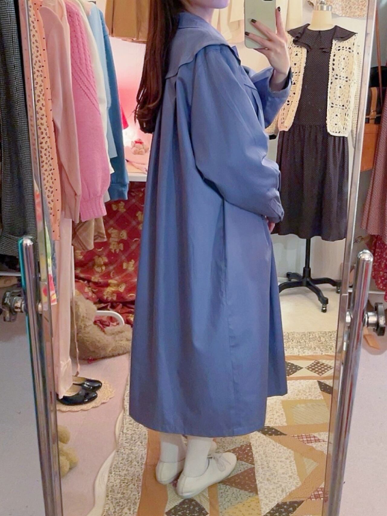 blue lavender spring coat