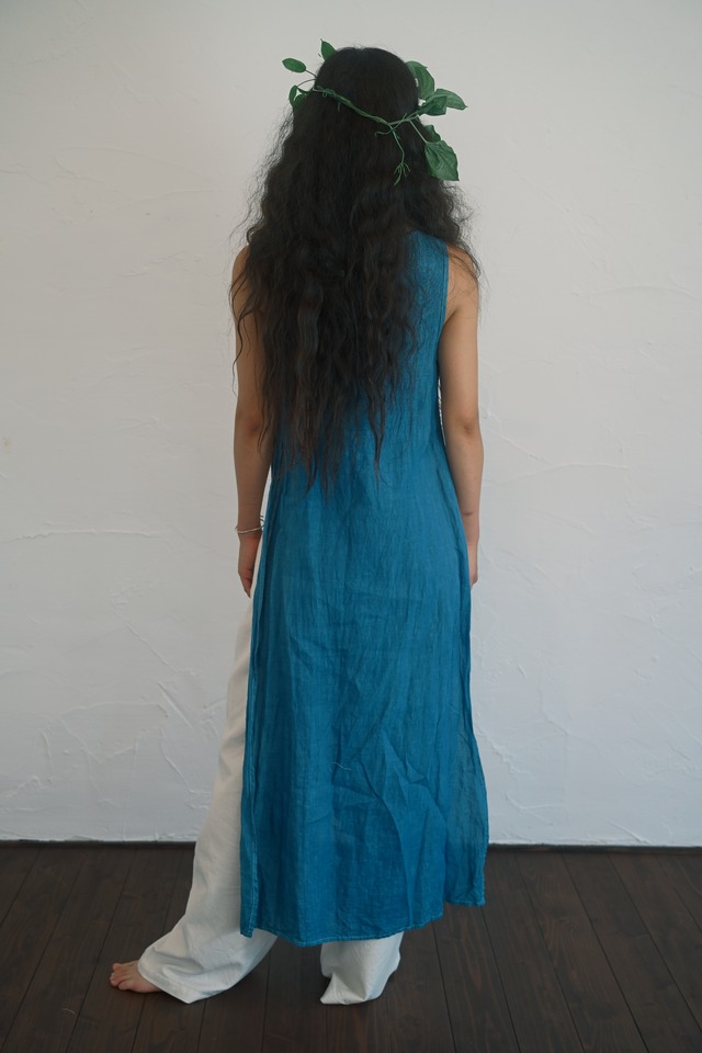 Indigo Dyed Linen Top