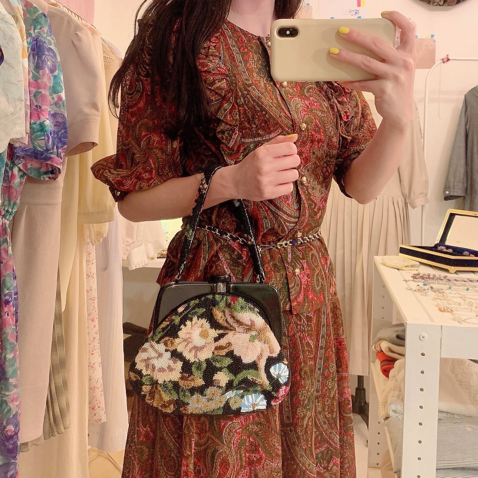 flower beads mini purse bag