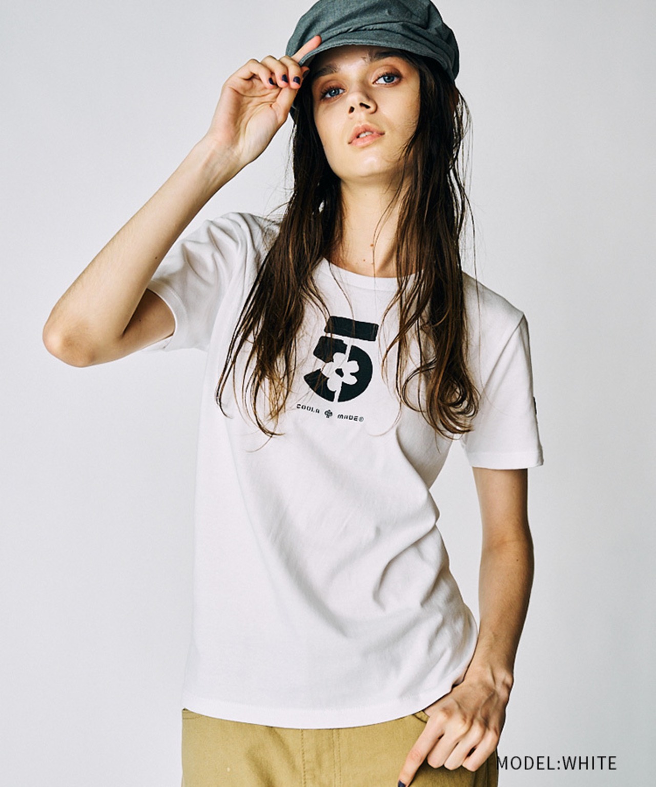 5ロゴプリントコンパクトTシャツ (IVORY) CQ-49005
