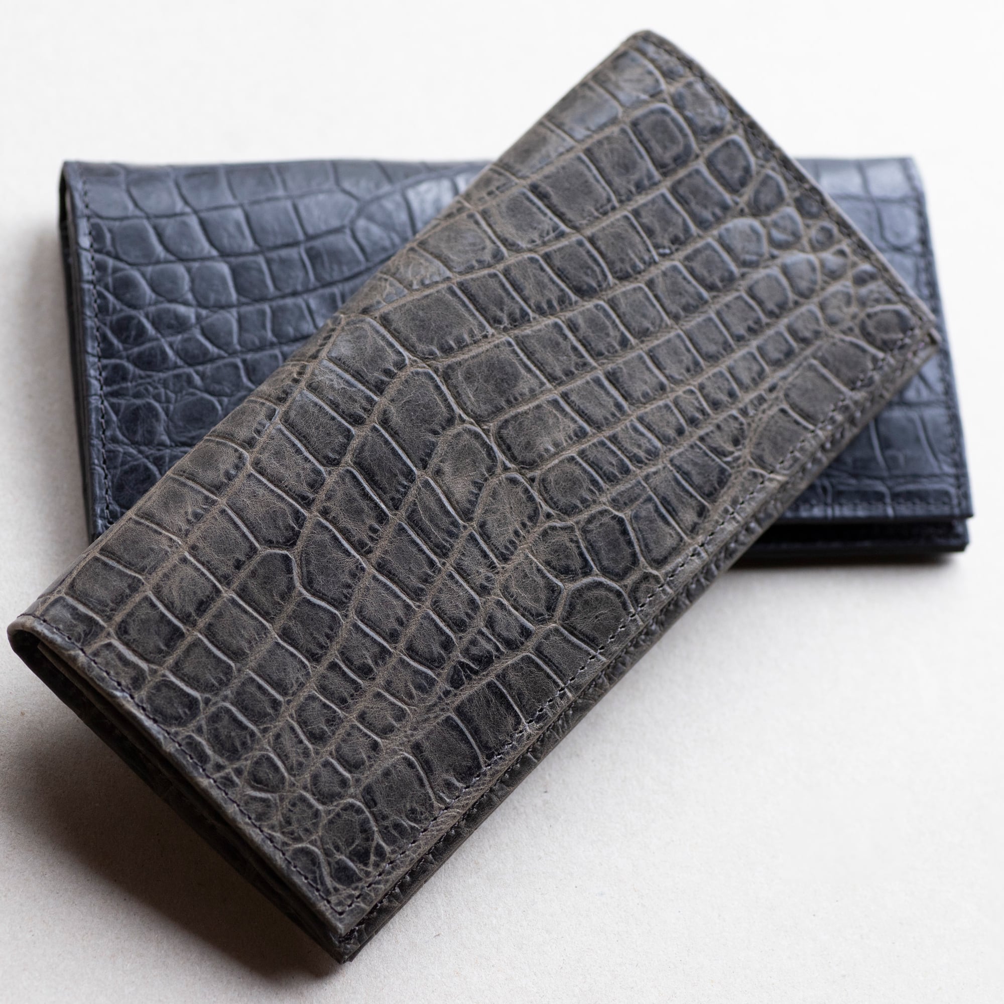 スリムロングウォレット (クロコダイルエンボスレザー) 【aw-12ec