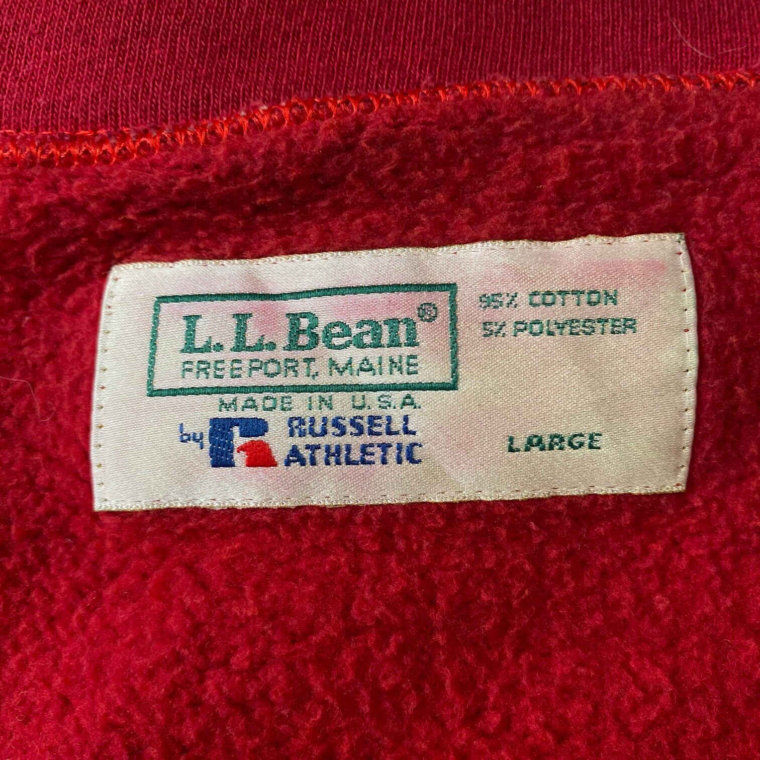 90年代 USA製 エルエルビーン×ラッセルアスレチック 無地 フルジップ スウェット メンズL 古着 L.L.Bean × RUSSELL  ATHLETIC 90S ヴィンテージ レッド 赤 【スウェット】 | cave 古着屋【公式】古着通販サイト