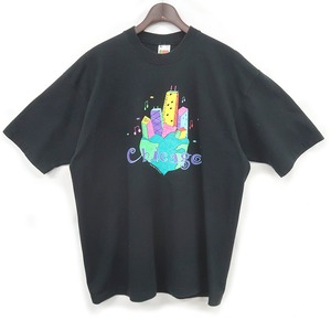 古着 90年代 USA製 フルーツオブザルーム プリントTシャツ ブラック 表記：XL　gd402367n w40422