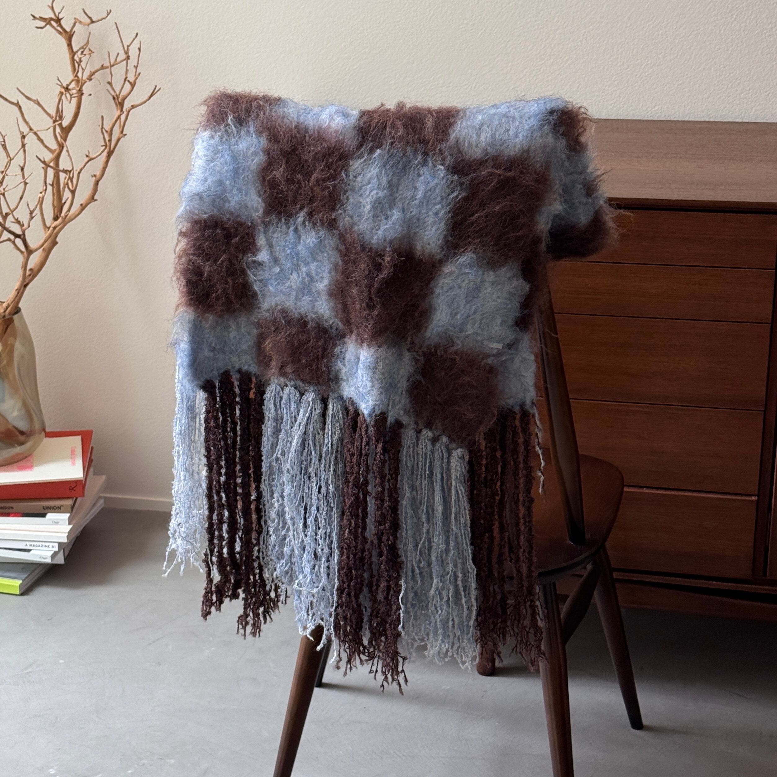 ブロックチェックストールマフラー/ブラウン×ブルー | CFT.