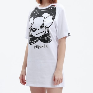 送料無料 【HIPANDA ハイパンダ】レディース Tシャツ ワンピ WOMEN'S GRAFFITI PANDA  SHORT SLEEVED LONG T-SHIRT / WHITE