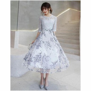 ★送料無料★11号(L)☆チュ－ルレース仕立てパ－ティ－ドレス(OPN2095）