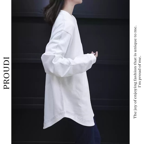 【ステッチデザイン長袖Tシャツ 】P00366