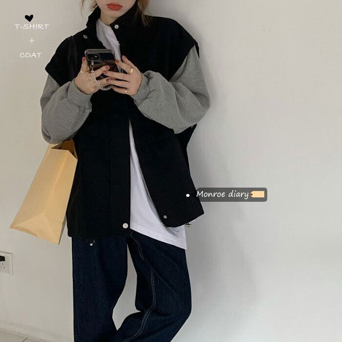 オータムウィンタースタイルジッパージャケット 秋物 冬物 ステッチ モンロー88009966752