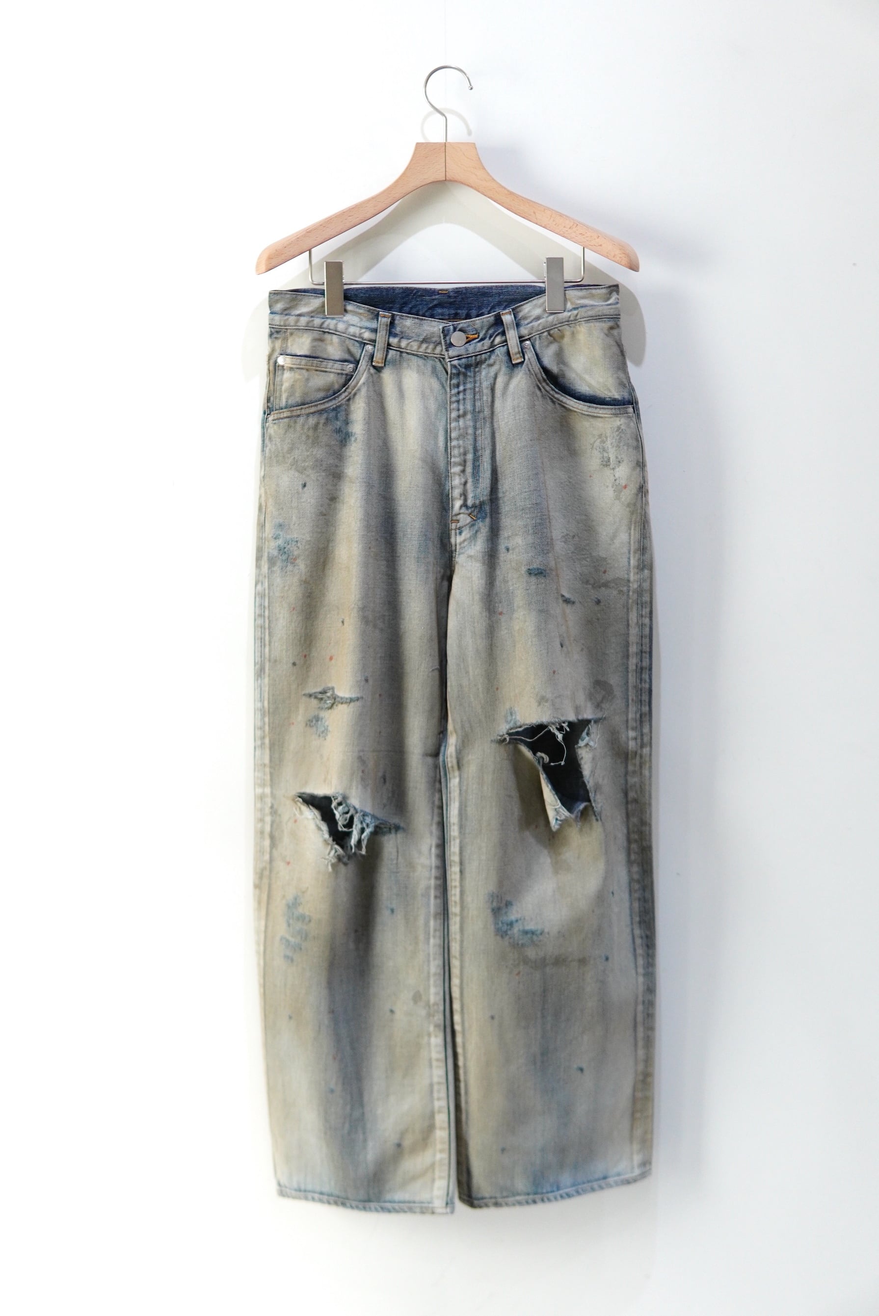ANCELLM / CRASH MIDDLE STRAIGHT 5P DENIM PANTS / ANC-PT121-B | POETRY