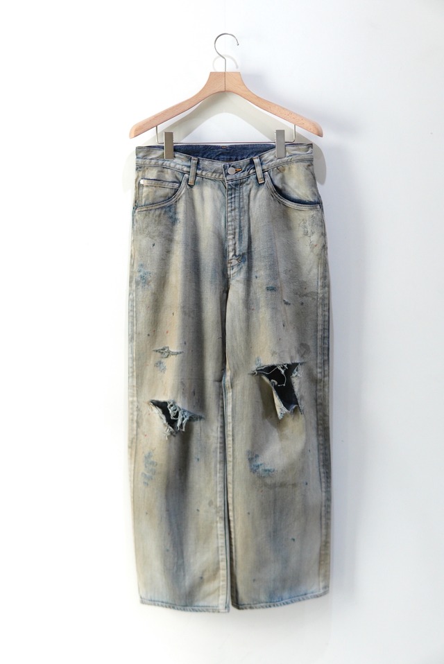 ANCELLM /  CRASH MIDDLE STRAIGHT 5P DENIM PANTS / ANC-PT121-B