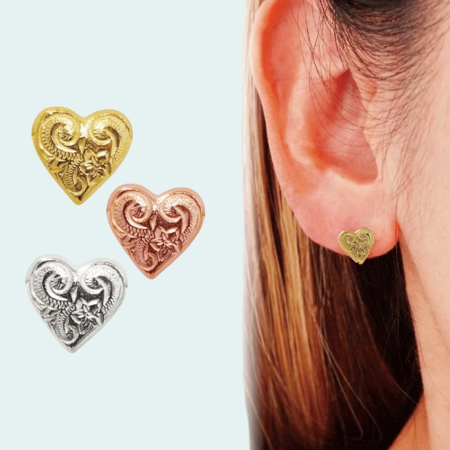 ３色から選べるハート ピアス  片耳用 ハワイアンジュエリー サージカルステンレス 316L ステンレス 金属アレルギー レディース ハート 大人 上品 エレガント レイピカケ プレゼント ギフト ラッピング無料 送料無料 人気アレルギー対応 lei-gess521