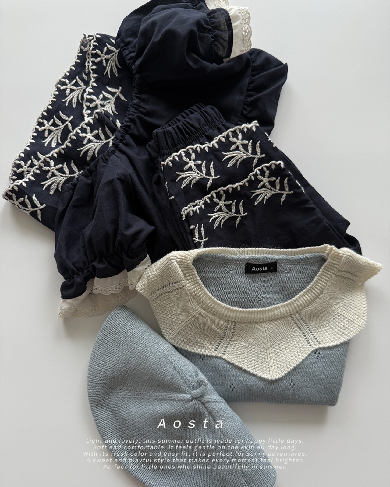 【取寄/韓国直送】Aosta 26/SM ニットアイリットTシャツ｜夏服｜韓国子供服