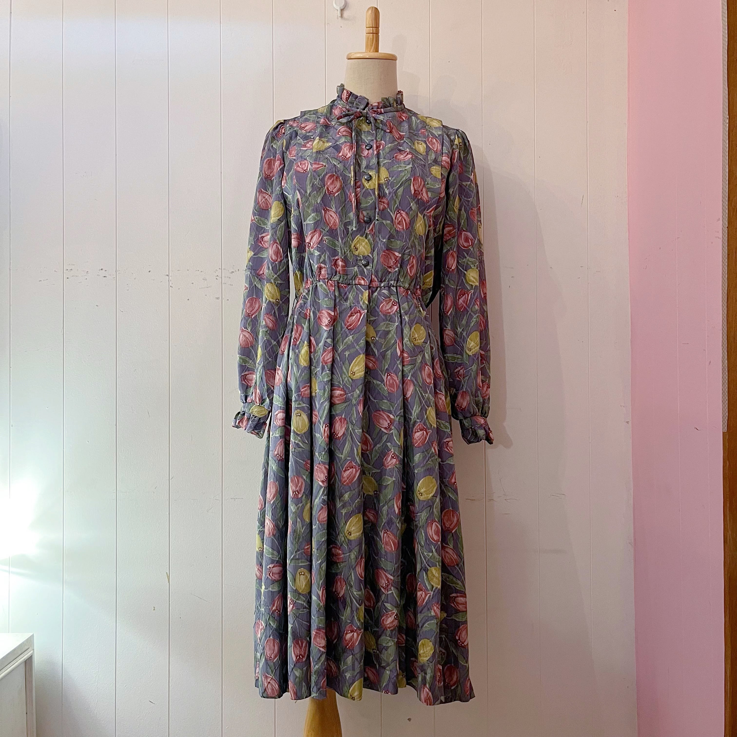 yellow red tulip frill ribbon one-piece