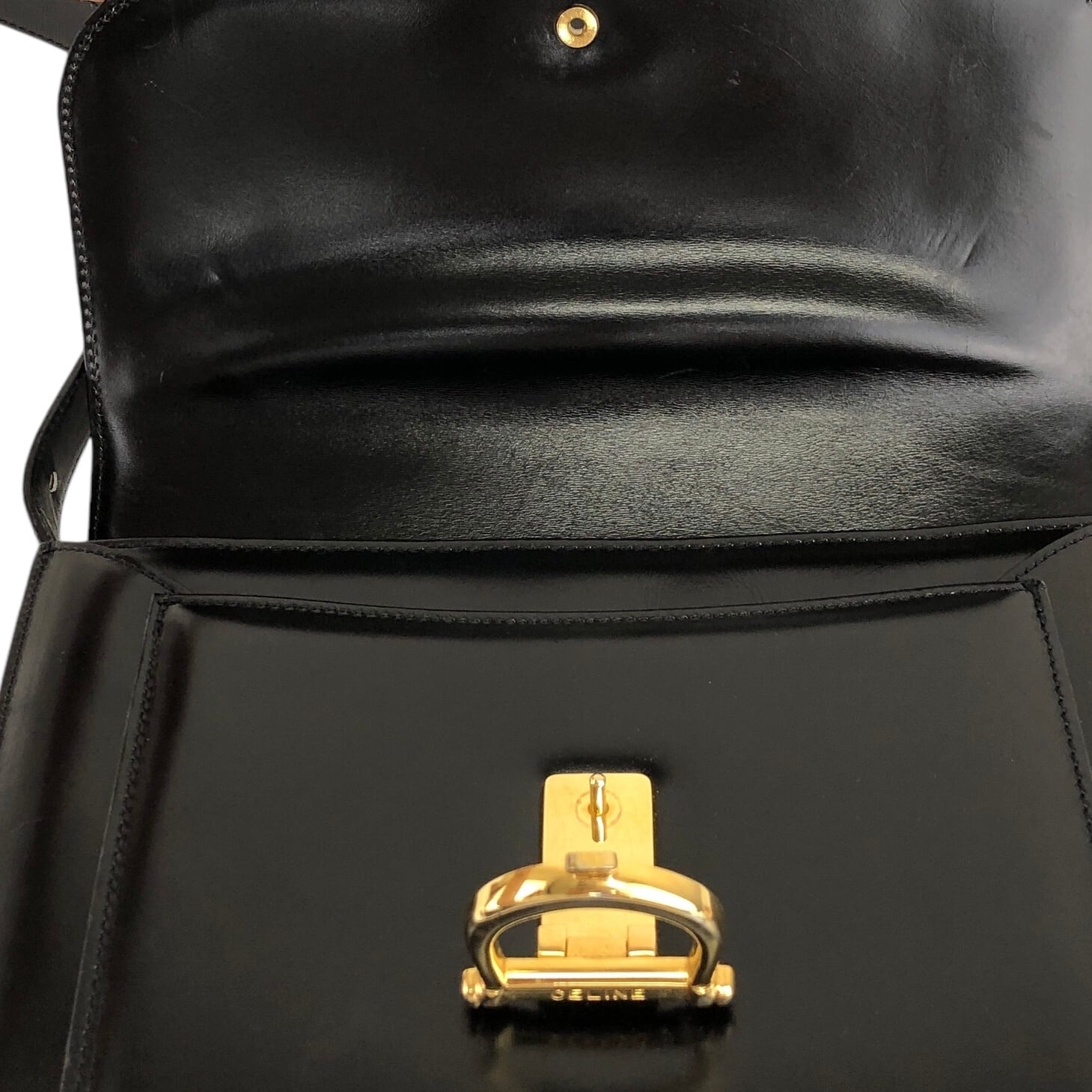 CELINE セリーヌ ショルダーバッグ ブラック ホースシュー レザー