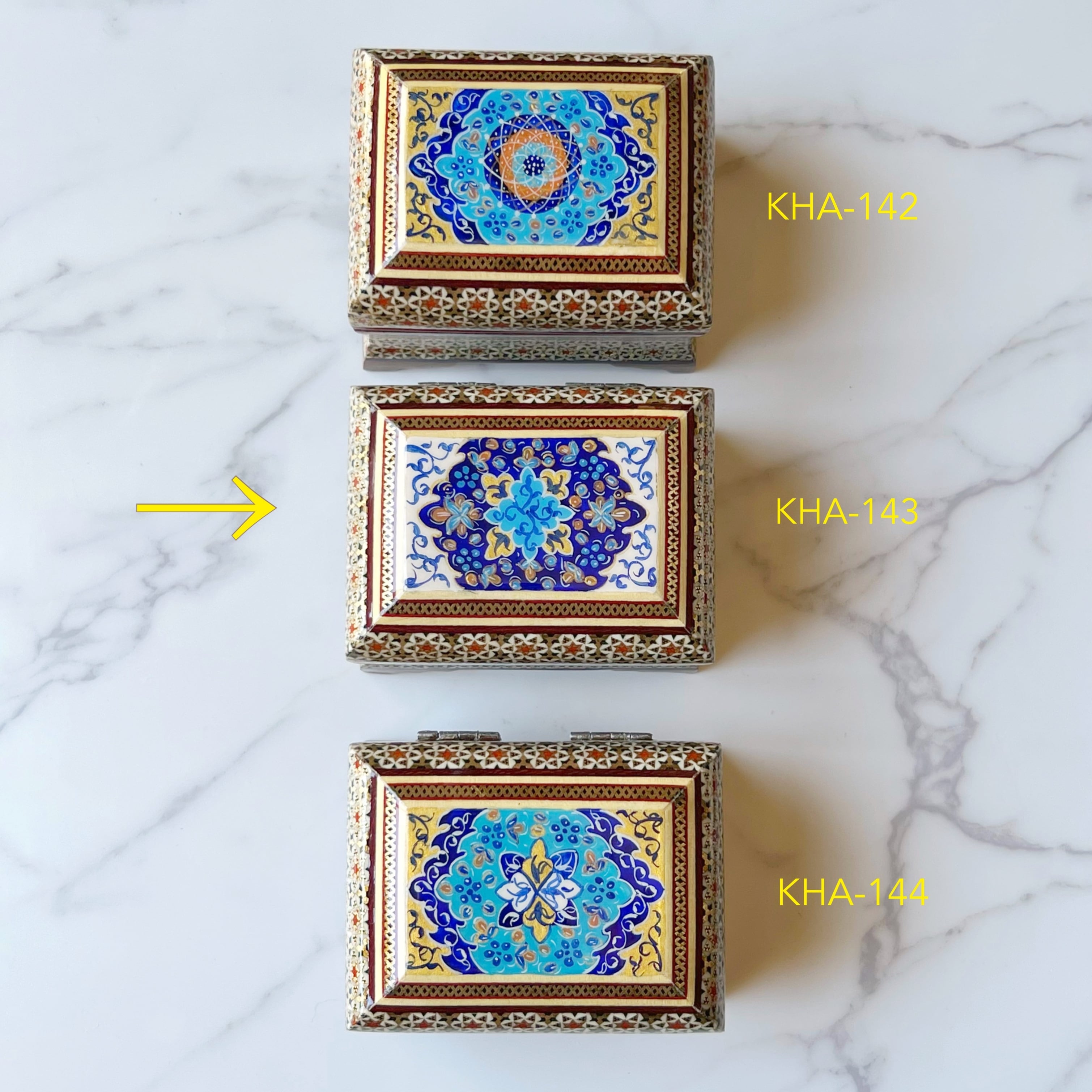 象嵌細工（ハータムカーリー）小箱 長方形 11cm【KHATAM KARI-143