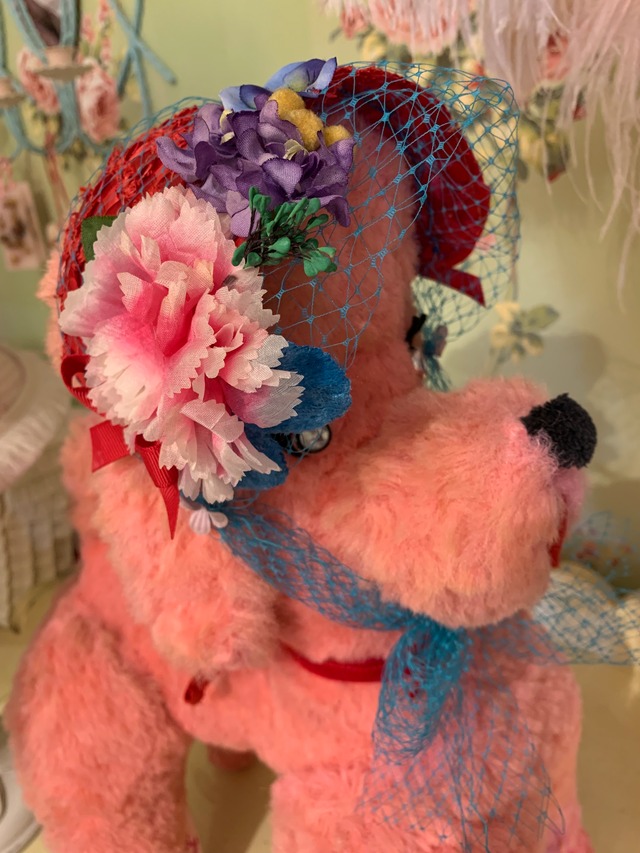 ヴィンテージピンクのBIGプードル　ヘッドドレス付　（220910）