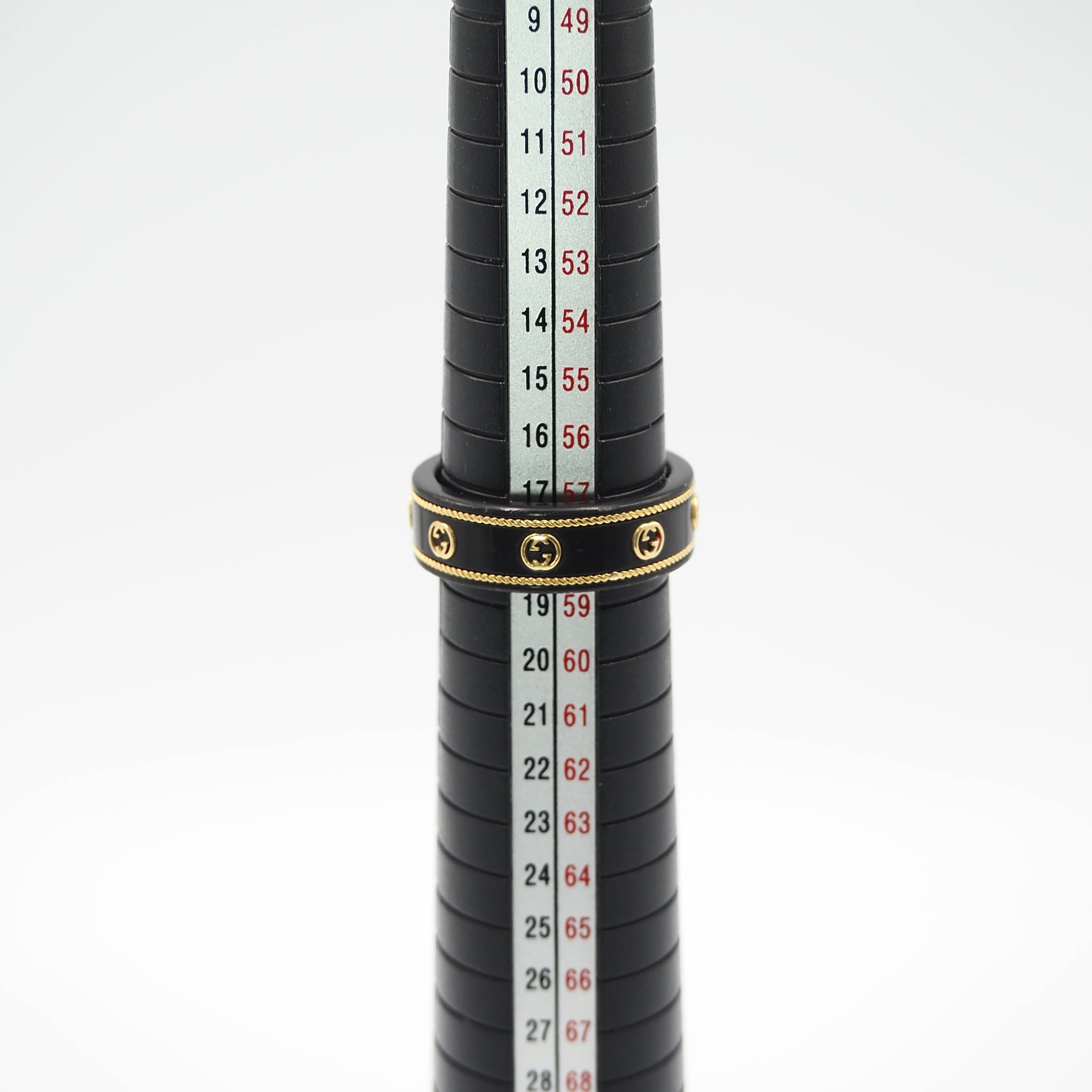 現行品】GUCCI 約18号 インターロッキングG 18K リング ブラック