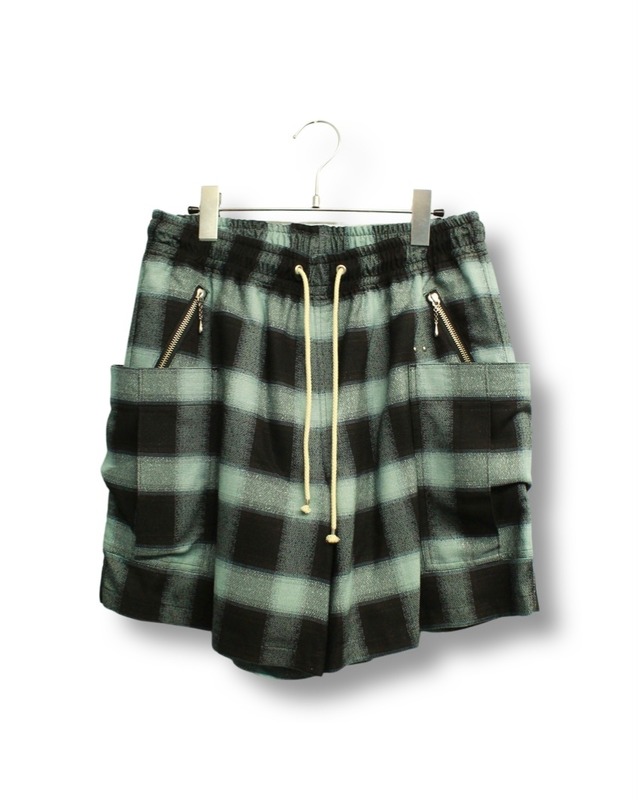 “SUGARHILL" OMBRE  PLAID ZIP-UP SHORT TROUSERS