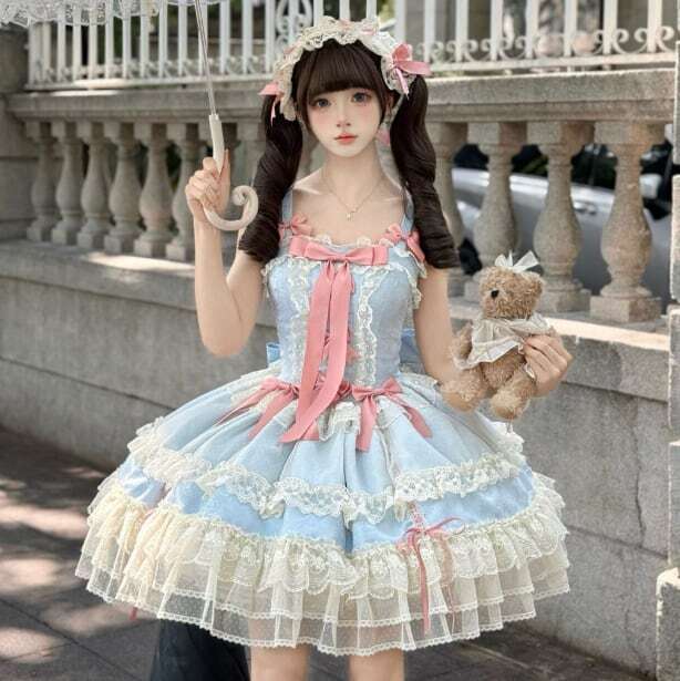 甘ロリ♡全2カラー バックリボン付きロリィタJSK wanpi132