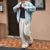 PRONTI rayon blend "杢調" 2tuck slacks